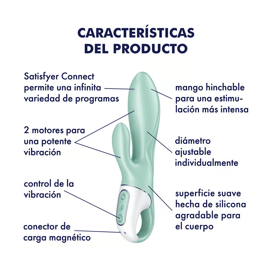 satisfyer air pump bunny 5 app controlled vibrator green caracteristicas del producto